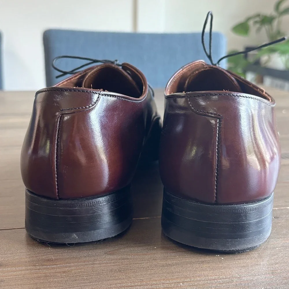 Bostonian Cap Toe Oxford Mens 9.5N Leather Classic Burgundy Made in USA Heritage